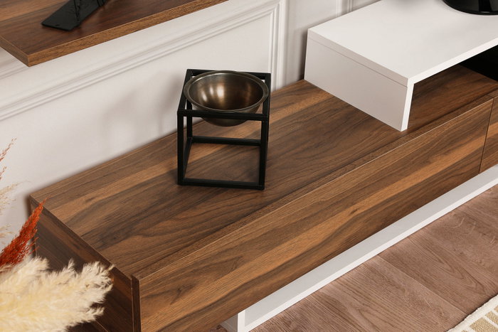 Hanah Home Nirvana Mueble de TV Blanco y Teca